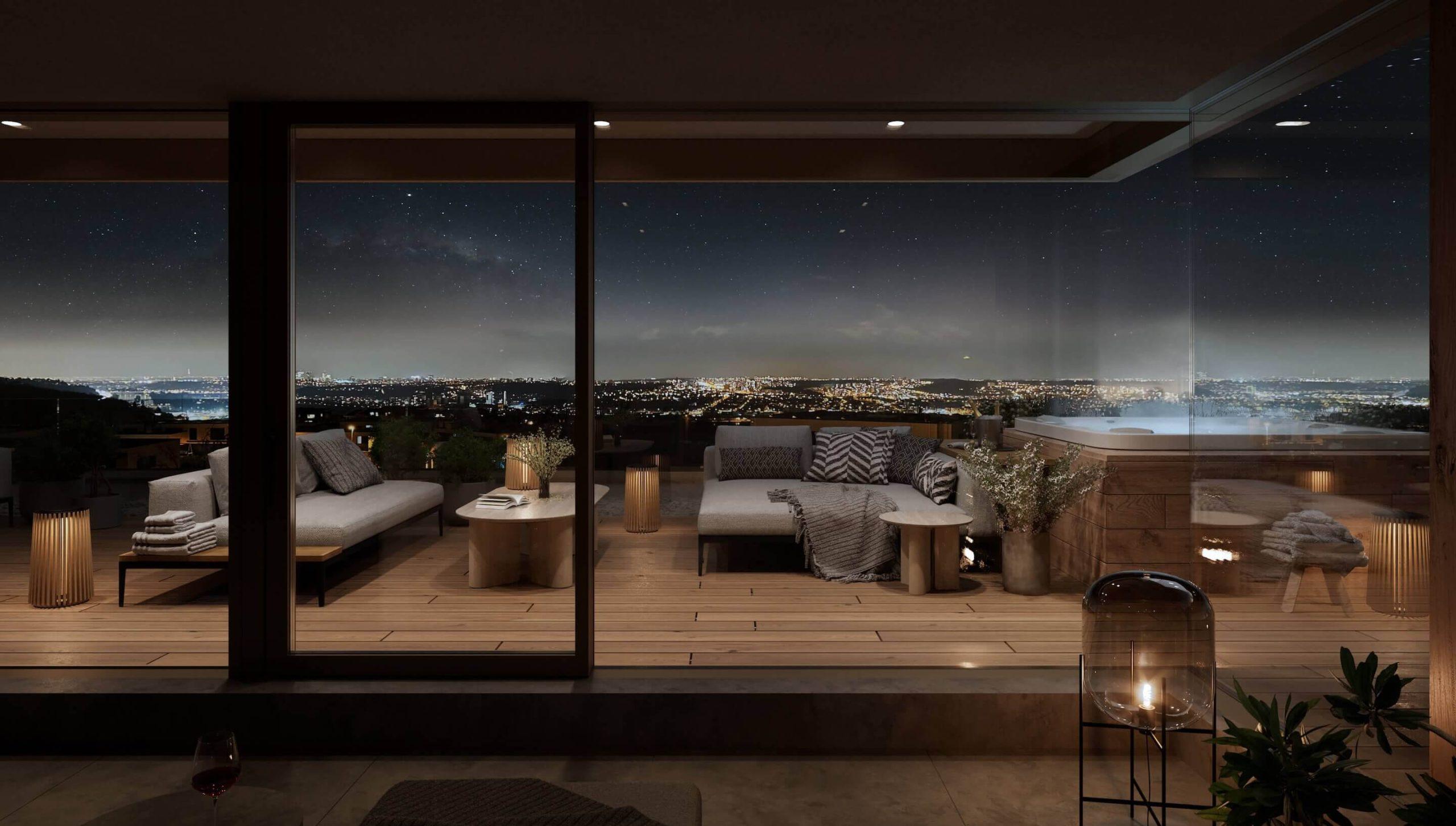 Střešní terasa s výhledem