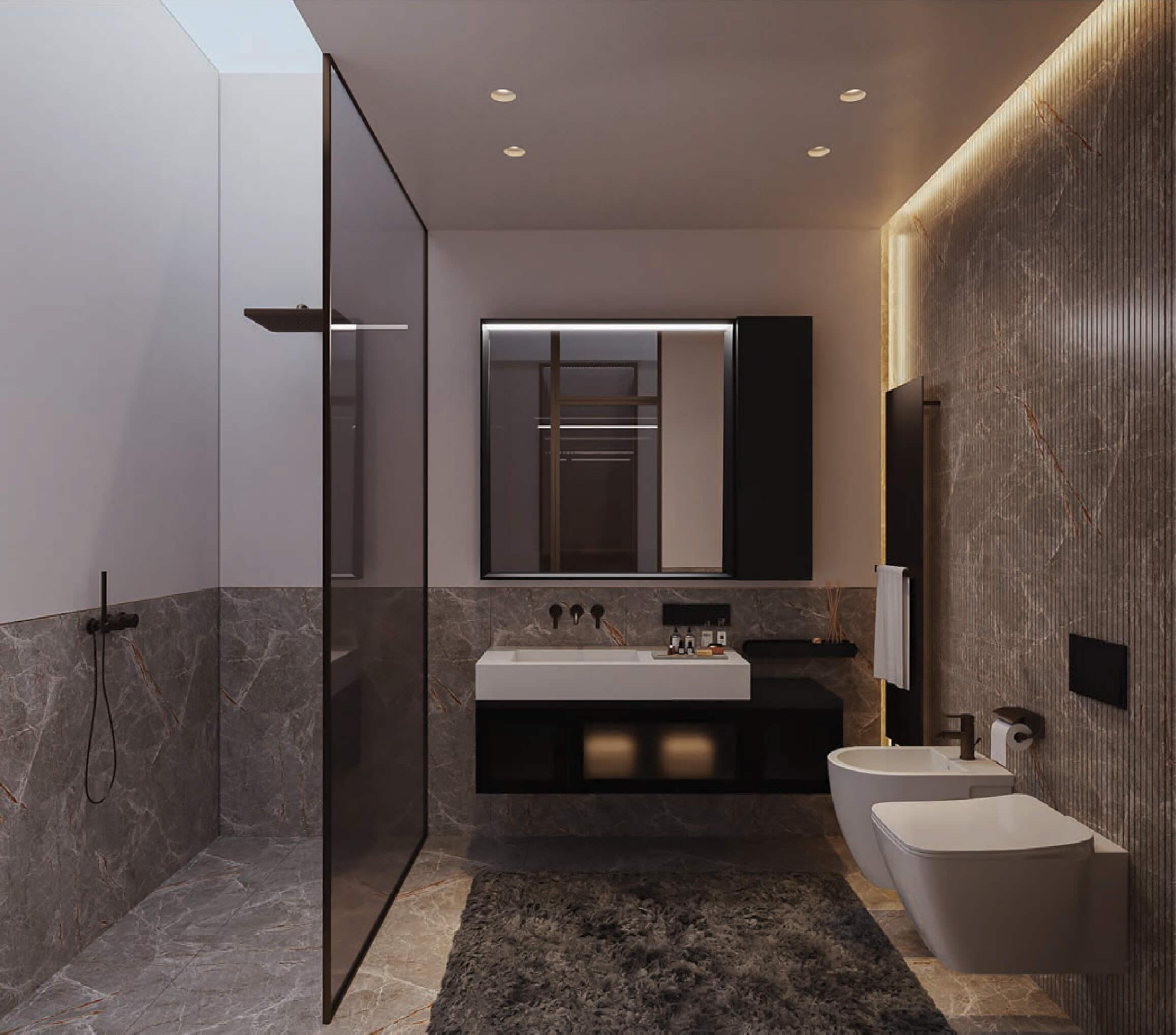 Vizualizace hlavní pánské koupelny